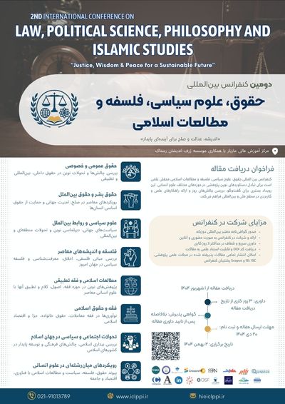 پوستر همایش بینالمللی حقوق، علوم سیاسی، فلسفه و مطالعات اسلامی