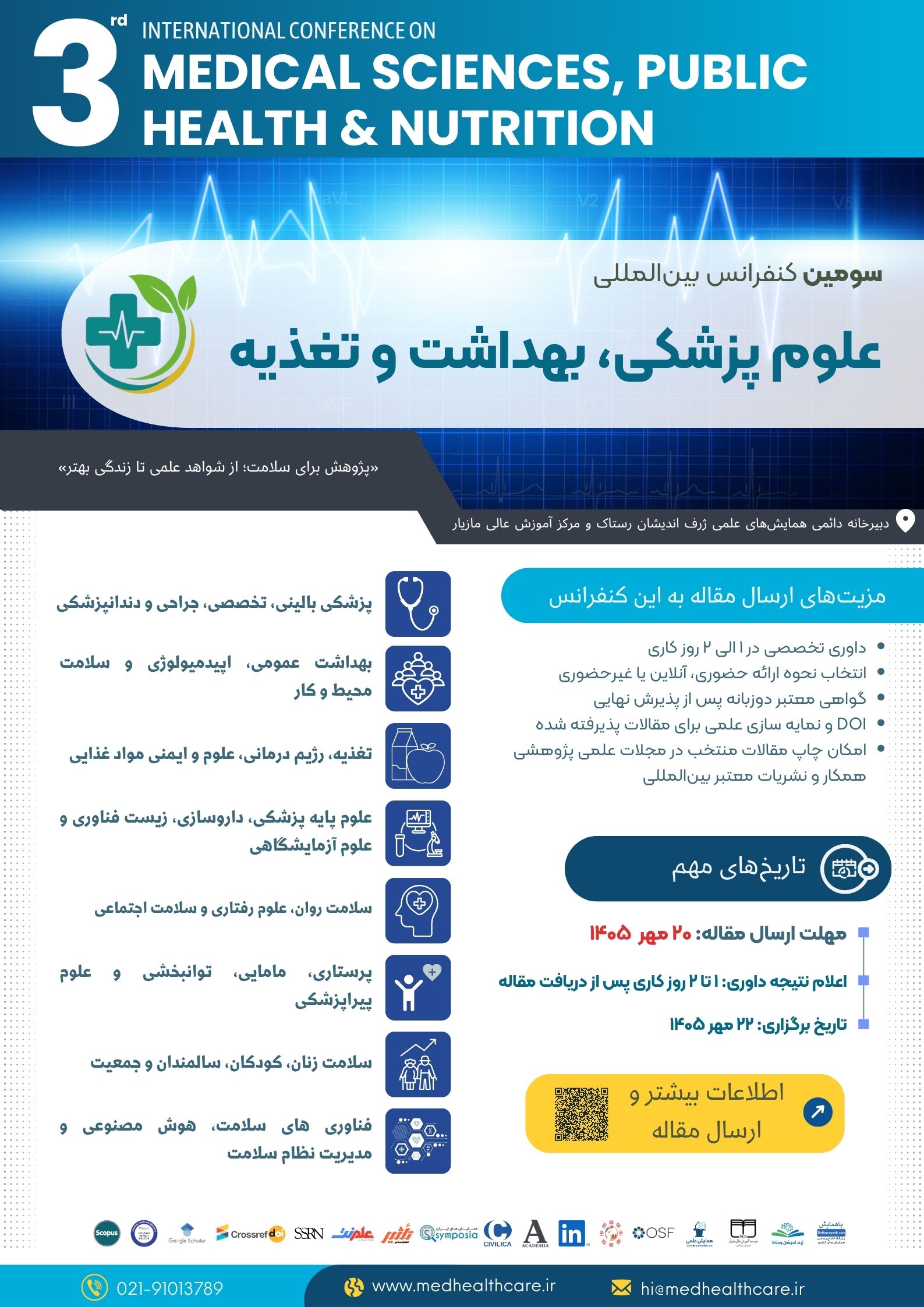 پوستر سومین همایش بین المللی علوم پزشکی، بهداشت و تغذیه